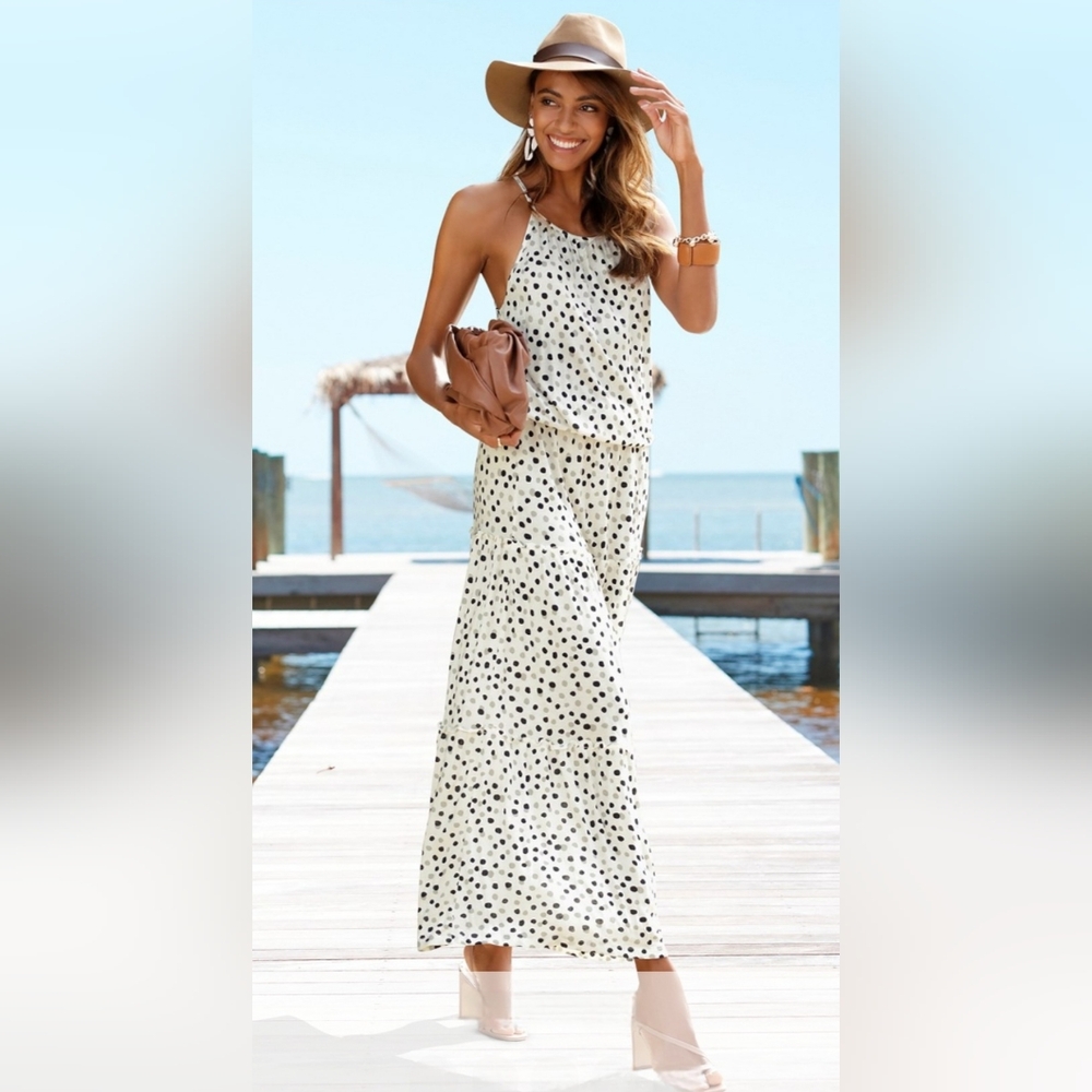 Lascana/Venus High-Neck Polka Dot Maxi Dress